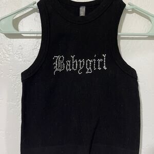 Babygirl Bedazzled Black Tank Top Size Medium